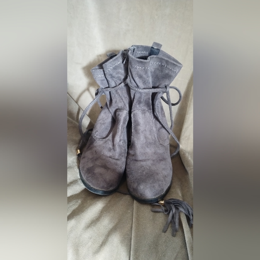 Grey Faux Suede Boots Size 5.5